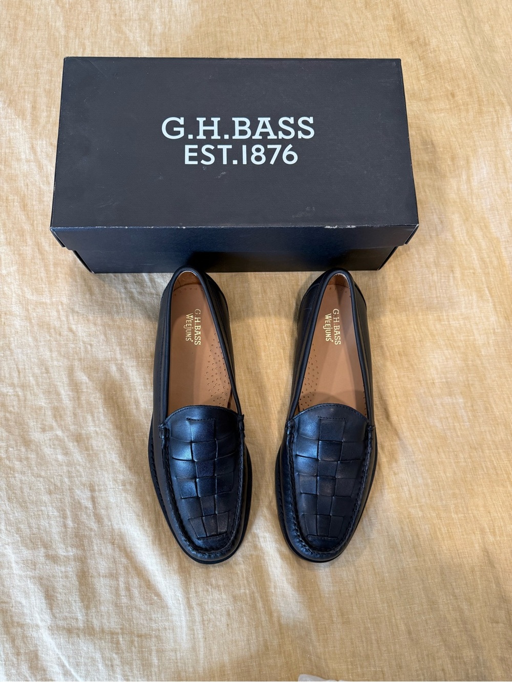 G.H. Bass & Co. Black Woven Leather Slip-On Loafers
